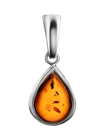 Cute Teardrop Silver Pendant With Amber The Fiori, image 