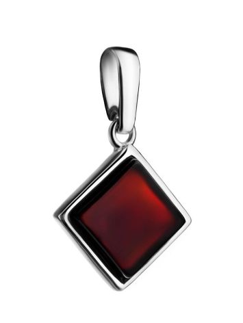 Square Silver Pendant With Cherry Amber The Ovation, image 