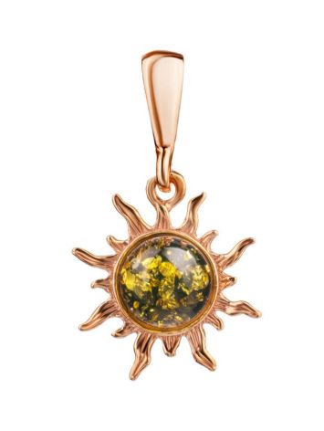 Bright Sun Shaped Gold-Plated Pendant With Amber Centre Stone The Helios, image 
