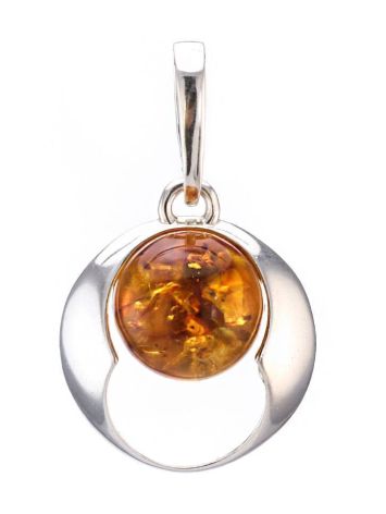 Geometric Silver Pendant With Cognac Amber The Orion, image 