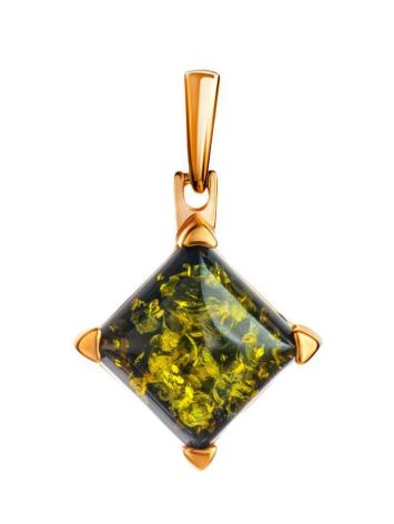 Green Amber Pendant In Gold-Plated Silver The Athena, image 