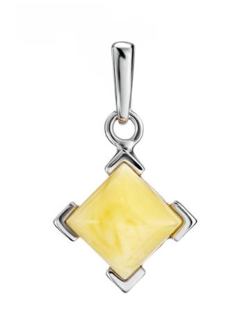 Geometric Amber Pendant In Silver The Artemis, image 