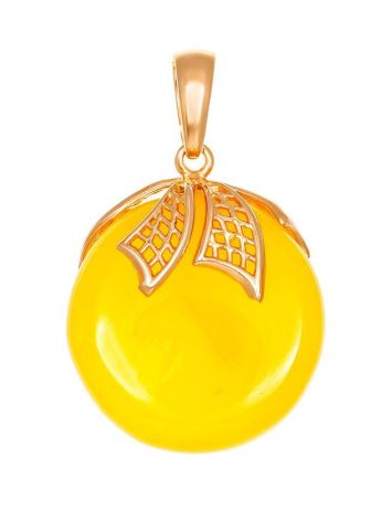 Bold Round Amber Pendant In Gold-Plated Silver The Cascade, image 