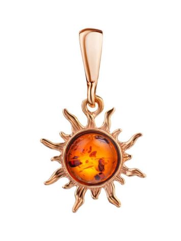 Charming Gold-Plated Pendant With Cognac Amber The Helios, image 