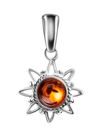 Cognac Amber Pendant In Sterling Silver The Helios, image 