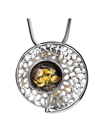 Bright Green Amber Pendant In Silver The Venus, image 