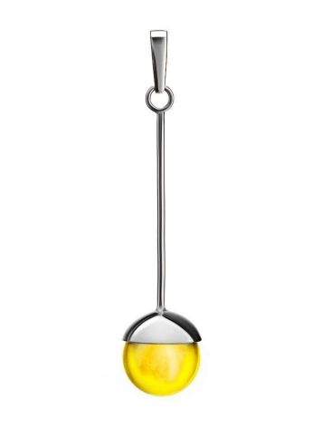 Silver Dangle Pendant With Ball Shaped Amber Stone The Paris, image 