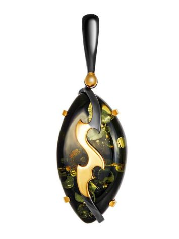 Green Amber Gold Plated Pendant The Triumph, image 