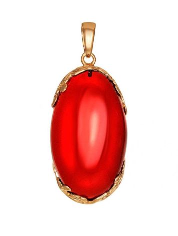 Bright Red Amber Pendant In Gold-Plated Silver The Cascade, image 