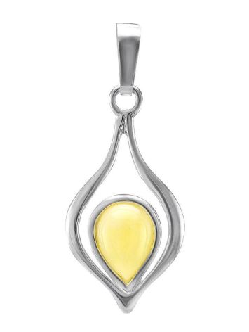 Lovely Silver Pendant With Honey Amber The Fiori, image 