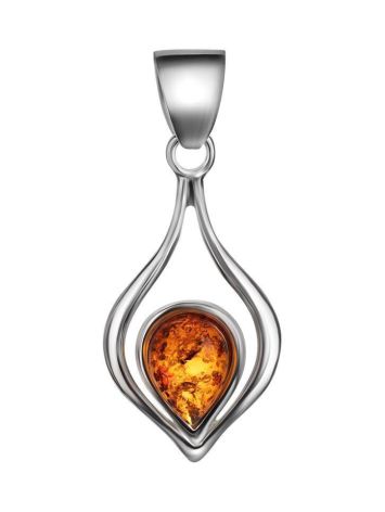 Sterling Silver Pendant With Cognac Amber The Fiori, image 