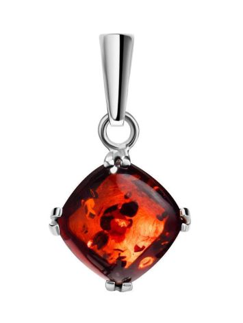Simple Design Silver Pendant With Amber Center Stone The Byzantium, image 