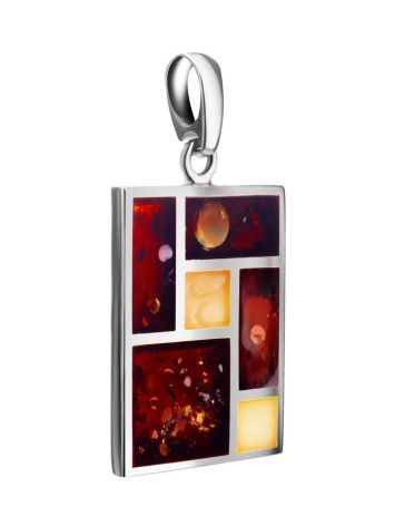 Stylish Multicolor Amber Pendant In Silver The London, image 