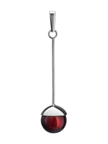Stylish Silver Pendant With Ball Shaped Amber Stone The Paris, image 