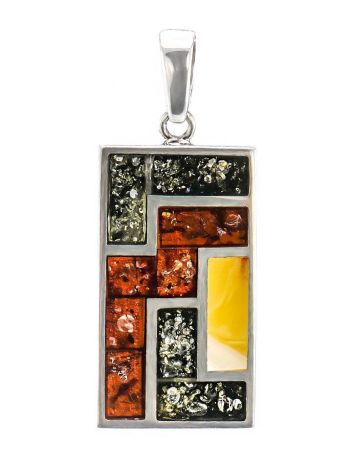 Bold Geometric Pendant With Multicolor Amber The London, image 