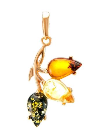 Multicolor Amber Gold Plated Pendant The Verbena, image 