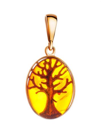 Traditional Amber Pendant in Gold-Plated Silver The Tree Of Life, image 