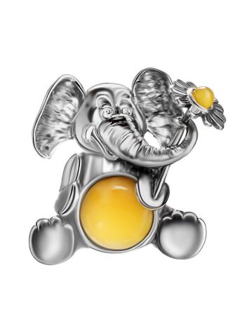 Cute Amber Elephant Pendant, image 