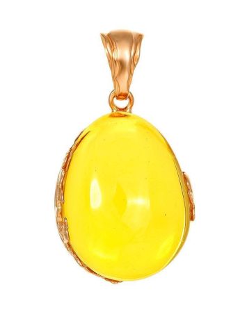 Luminous Lemon Amber Pendant In Gold-Plated Silver The Cascade, image 