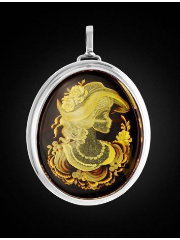 Oval Amber Brooch With Intaglio The Nymph, image , picture 3