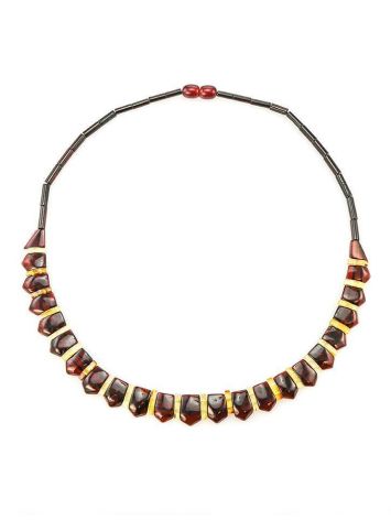 Amber Flat Beaded Necklace The Cleopatra, image , picture 4