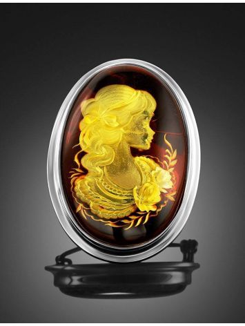 Oval Amber Brooch With Intaglio The Nymph, image , picture 2