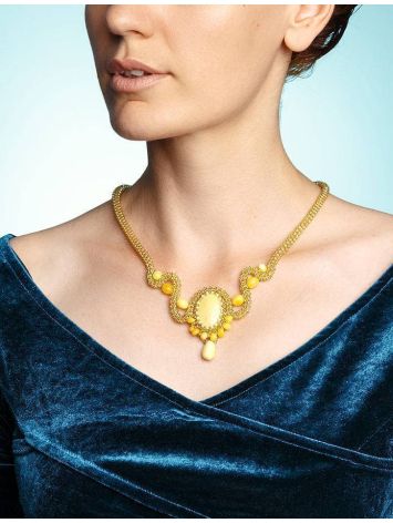 Braided Necklace With Amber And Glass Beads The Fable, image , picture 6