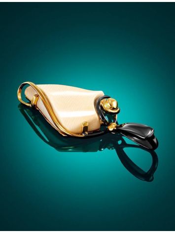 Designer Gold-Plated Pendant With Natural Mammoth Tusk The Era, image , picture 2