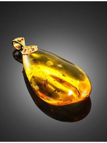 Teardrop Amber Pendant With Ant And Midges Inclusions, image , picture 3