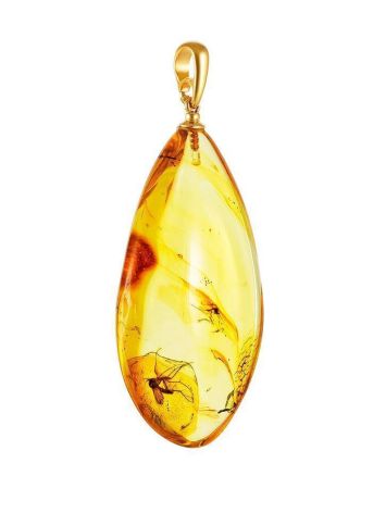 Natural Amber Gold-Plated Pendant With Inclusions The Clio, image , picture 6
