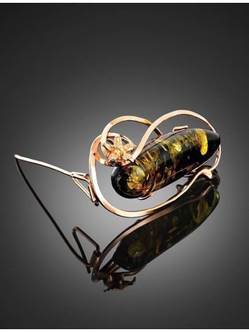 Green Amber Brooch In Gold Plated Silver The Rialto, image , picture 3