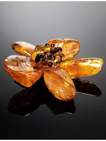Natural Amber Floral Brooch The Volcano, image , picture 2