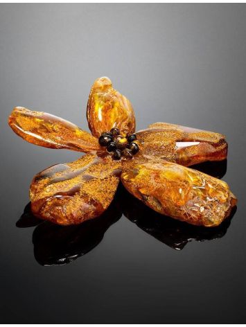 Amber Floral Brooch The Volcano, image , picture 2