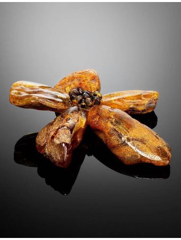 Raw Amber Floral Brooch The Volcano, image , picture 2
