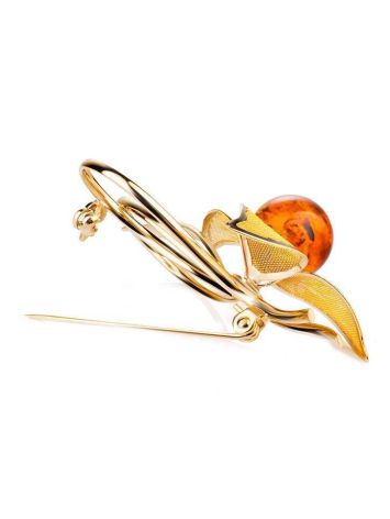 Amber Floral Brooch In Gold Plated Silver The Beoluna, image , picture 3
