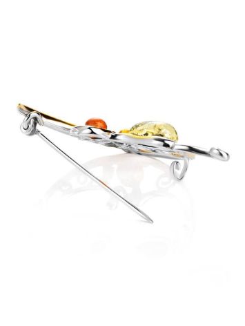 Designer Gold-Plated Brooch With Multicolor Amber The Lullaby, image , picture 3
