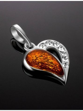 Silver Heart Pendant With Amber And Crystals The Declaration, image , picture 2