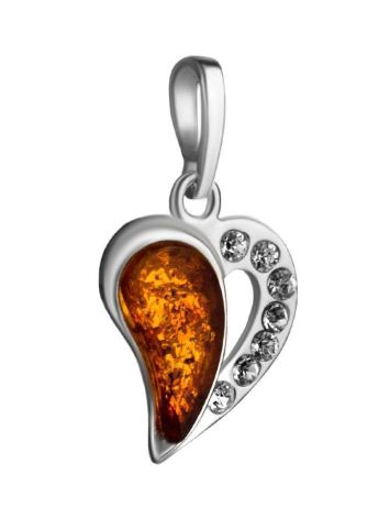 Silver Heart Pendant With Amber And Crystals The Declaration, image , picture 4