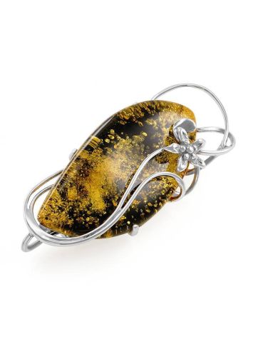 Sterling Silver Handcrafted Brooch With Green Amber The Rialto, image 