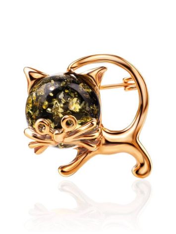 Amber Kitty Brooch In Gold Plated Silver The Fairytale, image 