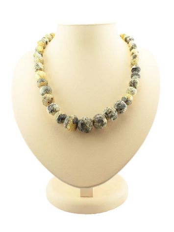 White Amber Ball Beaded Necklace The Meteor, image 