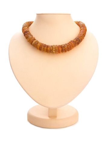 Unpolished Cognac Amber Beaded Necklace, image 