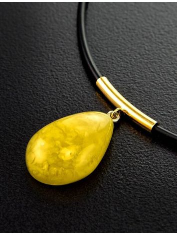 Teardrop Shape Amber Pendant Necklace, Length: 42, image , picture 2