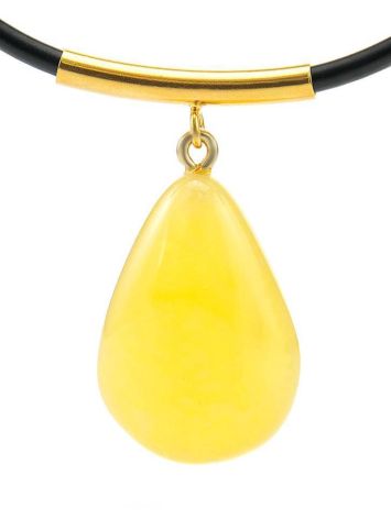 Teardrop Shape Amber Pendant Necklace, Length: 42, image , picture 3