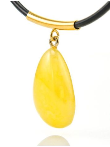Teardrop Shape Amber Pendant Necklace, Length: 42, image , picture 4