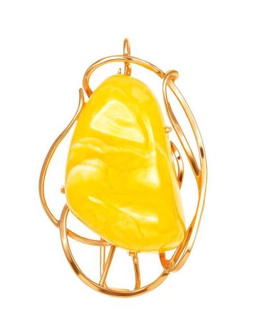 Oval Gold Plated Brooch With Amber Centerstone The Rialto, image 