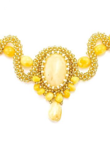 Braided Necklace With Amber And Glass Beads The Fable, image , picture 3