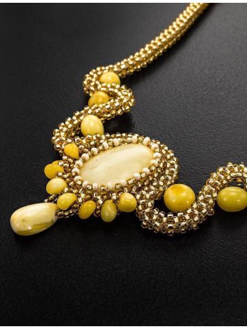 Braided Necklace With Amber And Glass Beads The Fable, image , picture 2