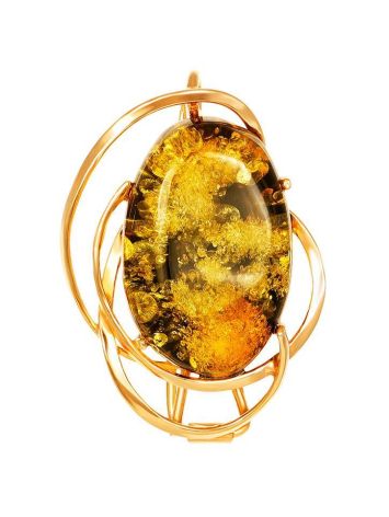Oval Gold Plated Brooch With Green Amber The Rialto, image 