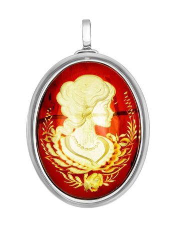 Cherry Amber Brooch With Intaglio The Nymph, image 